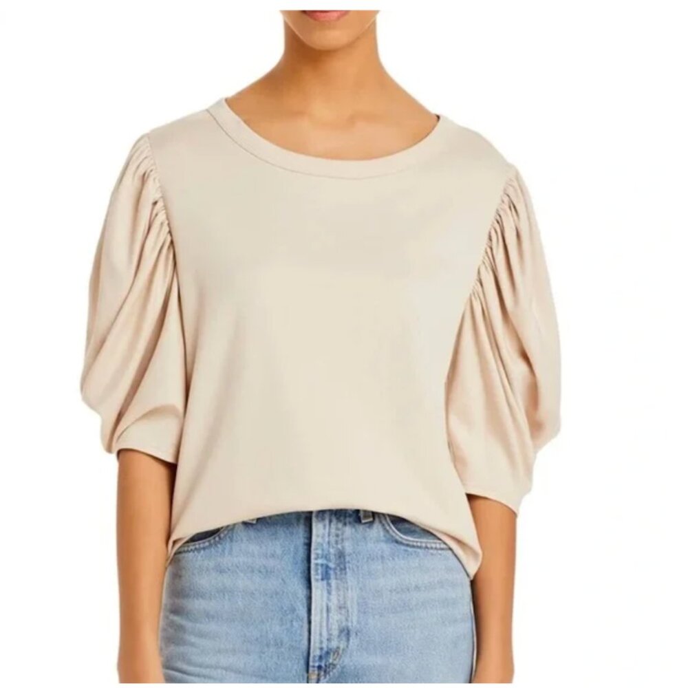 Rebecca Taylor Cotton Puff Sleeve Blouse Top